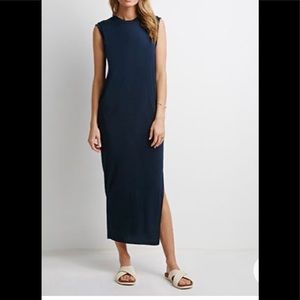 Forever 21 Navy Side-slit Midi Dress
